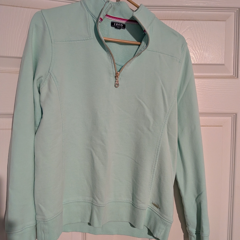 Izod Women's Mint Green Quarter-Zip Hoodie